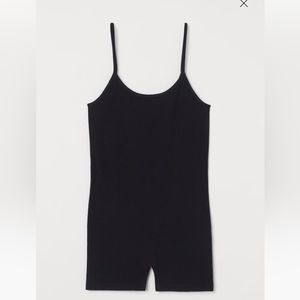Black Ribbed Romper